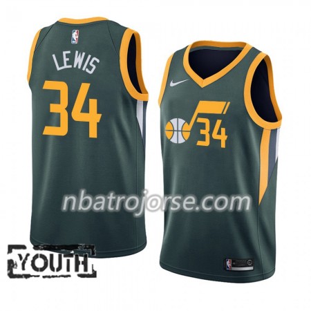 Barn Utah Jazz Tröja Trey Lewis 34 2018-19 Nike Grön Swingman